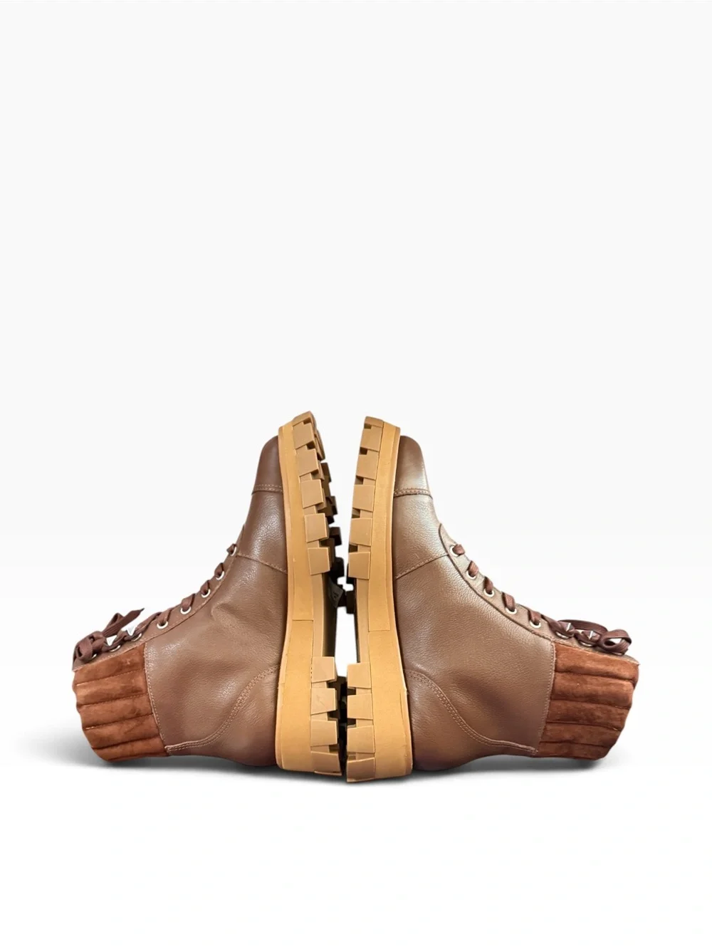 Schutz Sutton Lace Up Combat Boots Walnut Men’s 9.5 Leather NIB